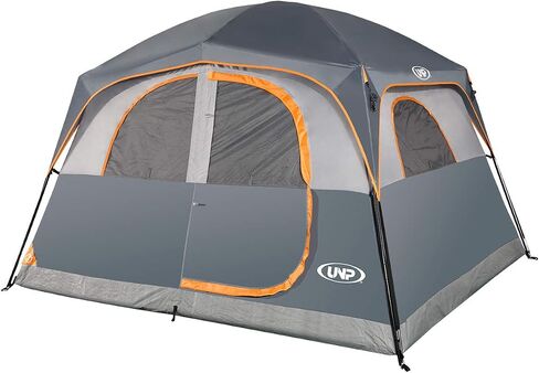 UNP 6 Person Tents for Camping Waterproof Family Cabin Tent with Rainfly | Easy Setup Windproof Double Layer Camping Tent with 1 Mesh Door & 5 Large Mesh Windows 10'X9'X78in(H) in Kuwait