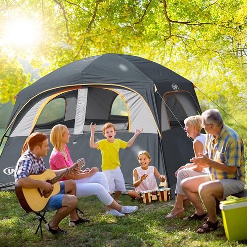 UNP 6 Person Tents for Camping Waterproof Family Cabin Tent with Rainfly | Easy Setup Windproof Double Layer Camping Tent with 1 Mesh Door & 5 Large Mesh Windows 10'X9'X78in(H) in Kuwait