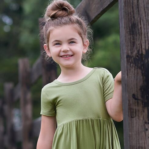 Gerber Baby & Toddler Girls Buttery Soft Short Sleeve Dress w/ Eucalyptus in Kuwait