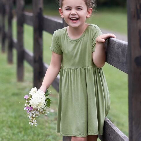 Gerber Baby & Toddler Girls Buttery Soft Short Sleeve Dress w/ Eucalyptus in Kuwait