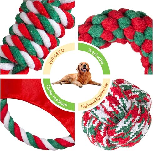 Rope Dog Toys, 5 Packs Cotton Puppy Teething Chew Toys Interactive Christmas Dog Stocking Stuffers Rope Toys for Small Medium Dogs with Bag in Kuwait