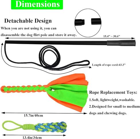 GOOSEEN Flirt Pole for Medium Dogs Interactive Dog Toy Tug of War Dog Agility Training Equipment for Outdoor and Indoor Fishing Pole Toy for Dogs Exercise Training Playing in Kuwait