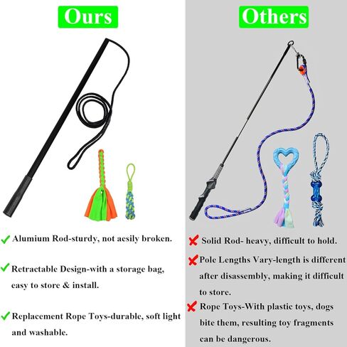 GOOSEEN Flirt Pole for Medium Dogs Interactive Dog Toy Tug of War Dog Agility Training Equipment for Outdoor and Indoor Fishing Pole Toy for Dogs Exercise Training Playing in Kuwait