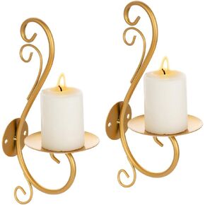 Candle Sconces Wall Decor Black Candle Holder for Pillar - Rustic Decorative Metal Candles Set of 2 for Living Room, Farmhouse, Fireplace, Wedding