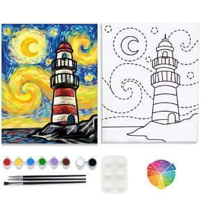 مجموعات اللوحة القماشية المرسومة مسبقًا للرسم للبالغين، لوازم حفلات الطلاء والرشفة، قماش ممتد لطلاء الألعاب، ليلة السيدات، رومانسية المدينة، أفكار اليقظة والتاريخ الليلي in Kuwait