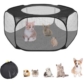 لينيفار قفص لعب للحيوانات الصغيرة، خيمة للحيوانات الاليفة سياج شفاف ومحمول مع غطاء بسحاب، سياج ساحة التمرين في الاماكن الخارجية والداخلية للجراء والقطط الصغيرة والارانب والهامستر والفئران والخنازير in Kuwait