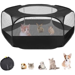 روضة حيوانات صغيرة من Linifar، سياج خيمة محمول للحيوانات الأليفة مع غطاء بسحاب للتمارين الخارجية/الداخلية، سياج مضاد للهروب للجرو والقطط والأرنب والهامستر والفئران وخنزير غينيا والقنفذ (أزرق) in Kuwait