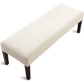Fuloon Stretch Jacquard Dining Bench Cover - Anti-Dust Removable Bench Slipcover Washable Bench Seat Protector Cover for Living Room, Bedroom, Kitchen (Beige)