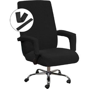 H.VERSAILTEX Home Office Chair Covers Stretchable Computer Desk Chair Covers Mid - High Back Universal Executive Boss Chair Covers Gaming Chair Covers Non Slip Thick Jacquard, Black - Large （No Chair）