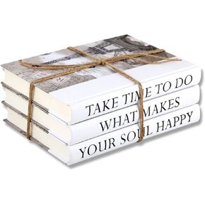 3 Piece Hardcover Quote Decorative Books Set, Black and White Decoration Books, Designer Quote Books,Fashion Design Book Stack, Display Books for Coffee Tables and Shelves