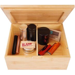 صندوق تخزين كبير من الخيزران الطبيعي المزخرف صندوق تذكاري خشبي - 10 بوصة × 8 بوصة × 4 بوصة مع غطاء مغناطيسي للتخزين المنزلي (الإصدار القياسي) in Kuwait