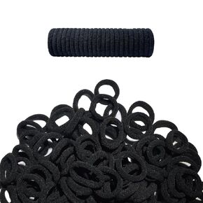 100PCS Mini Hair Ties - Soft and Seamless Elastic Ponytail Holders for Girls (Black)