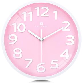 Lafocuse 12 Inch 3D Numbers Blue Wall Clock for Living Room Decor, Modern Kitchen Wall Clock Battery Operated Silent Non-Ticking Bedroom Home Office