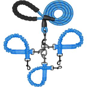 3 Dog Leash No Tangle, Heavy Duty Multiple Dog Lead Shock Absorbing Bungee with Padded Handle Removable Pet Traction Walking Rope for Medium Large Dogs (25-180 Lbs) in Saudi Arabia