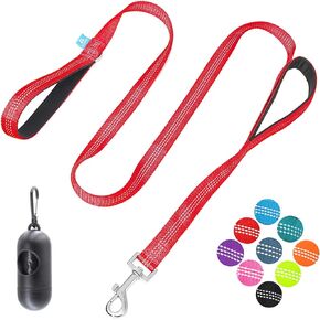 BAAPET 5 Feet Nylon Dog Leash with Triple Reflective Threads and Comfortable Padded Handle for Walking, Training Lead Small Puppy, Medium and Large Dogs (1.0'' x 5 FT, Black)