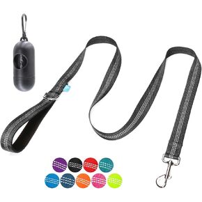BAAPET 5 Feet Nylon Dog Leash with Triple Reflective Threads and Comfortable Padded Handle for Walking, Training Lead Small Puppy, Medium and Large Dogs (1.0'' x 5 FT, Black) in Kuwait