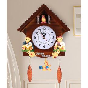 Gugxiom Cuckoo Clock, Wall Clock with Cuckoo Bird Voices, Vintage Handmade Cuckoo Tree House Clock, Traditional Chalet Style Decorative Clock, with Cute Toys for in Kuwait