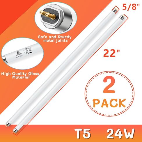 REPTI HOME T5 UVB ضوء الزواحف 24W 10.0، UVA UVB لمبة الضوء للزواحف، 2 حزمة أنبوب مصباح الزواحف UVB للتنين الملتحي in Kuwait