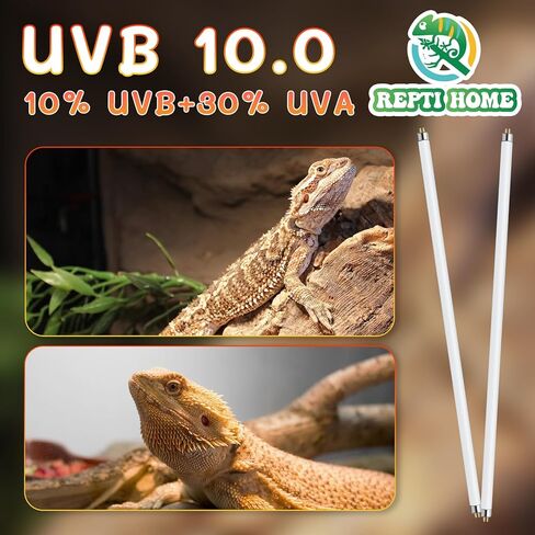 REPTI HOME T5 UVB ضوء الزواحف 24W 10.0، UVA UVB لمبة الضوء للزواحف، 2 حزمة أنبوب مصباح الزواحف UVB للتنين الملتحي in Kuwait
