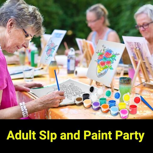 طقم طلاء زهرة سيدة من القماش المرسوم مسبقًا من Essenburg | للبالغين والمراهقين رشفة وطلاء لصالح الحفلات | نشاط ثنائي للتاريخ الليلي يمكنك تنفيذه بنفسك (لوحة قماشية مقاس S 8x10 فقط) in Kuwait