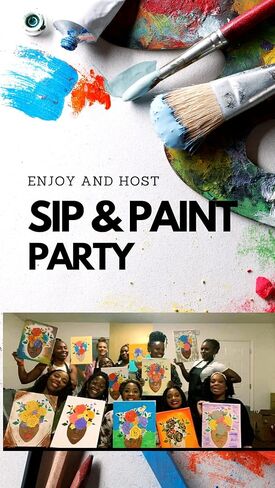 طقم طلاء زهرة سيدة من القماش المرسوم مسبقًا من Essenburg | للبالغين والمراهقين رشفة وطلاء لصالح الحفلات | نشاط ثنائي للتاريخ الليلي يمكنك تنفيذه بنفسك (لوحة قماشية مقاس S 8x10 فقط) in Kuwait