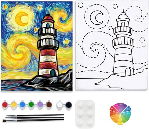 مجموعات اللوحة القماشية المرسومة مسبقًا للرسم للبالغين، لوازم حفلات الطلاء والرشفة، قماش ممتد لطلاء الألعاب، ليلة السيدات، رومانسية المدينة، أفكار اليقظة والتاريخ الليلي in Kuwait