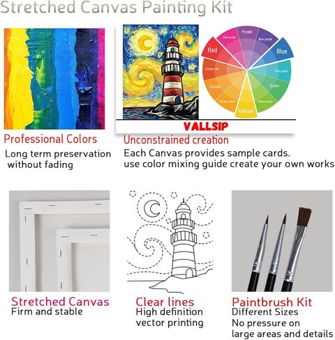 مجموعات اللوحة القماشية المرسومة مسبقًا للرسم للبالغين، لوازم حفلات الطلاء والرشفة، قماش ممتد لطلاء الألعاب، ليلة السيدات، رومانسية المدينة، أفكار اليقظة والتاريخ الليلي in Kuwait