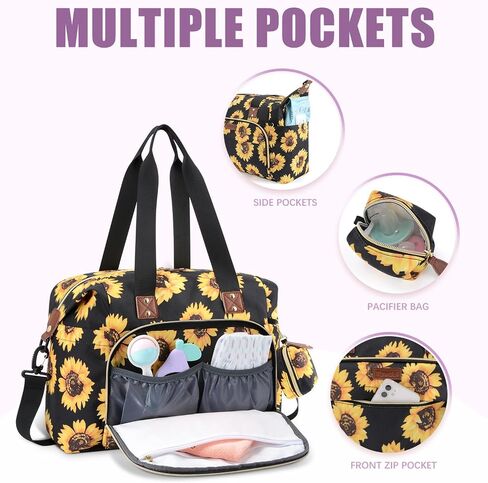 Tuwubi Diaper Bag Tote,Baby Diaper Bag with Pacifier Case | Large Travel Diaper Tote Caddy for Mom and Dad Multifunction Baby Bag(Medium,Black) in Saudi Arabia