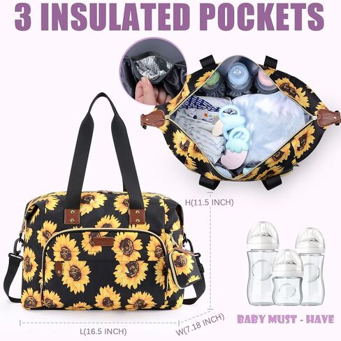 Tuwubi Diaper Bag Tote,Baby Diaper Bag with Pacifier Case | Large Travel Diaper Tote Caddy for Mom and Dad Multifunction Baby Bag(Medium,Black) in Saudi Arabia