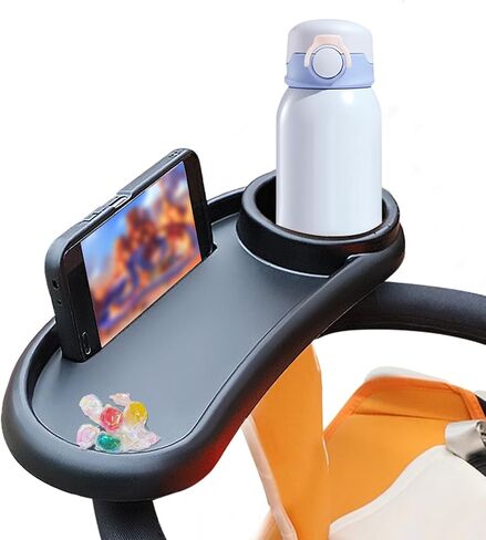 صينية وجبات خفيفة عالمية لعربة الاطفال مع حامل اكواب من ميوسينج - حامل اكواب لعربة الاطفال 3 في 1 مناسب للسفر، ملحقات ترفيهية للنزهات والسفر المريحة، MS-01 in Kuwait