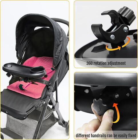 صينية وجبات خفيفة عالمية لعربة الاطفال مع حامل اكواب من ميوسينج - حامل اكواب لعربة الاطفال 3 في 1 مناسب للسفر، ملحقات ترفيهية للنزهات والسفر المريحة، MS-01 in Kuwait