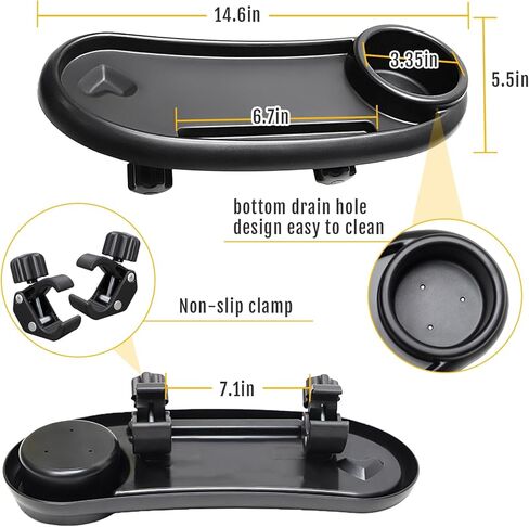 صينية وجبات خفيفة عالمية لعربة الاطفال مع حامل اكواب من ميوسينج - حامل اكواب لعربة الاطفال 3 في 1 مناسب للسفر، ملحقات ترفيهية للنزهات والسفر المريحة، MS-01 in Kuwait