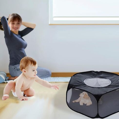 لينيفار قفص لعب للحيوانات الصغيرة، خيمة للحيوانات الاليفة سياج شفاف ومحمول مع غطاء بسحاب، سياج ساحة التمرين في الاماكن الخارجية والداخلية للجراء والقطط الصغيرة والارانب والهامستر والفئران والخنازير in Kuwait