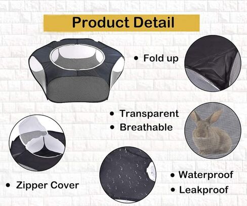 لينيفار قفص لعب للحيوانات الصغيرة، خيمة للحيوانات الاليفة سياج شفاف ومحمول مع غطاء بسحاب، سياج ساحة التمرين في الاماكن الخارجية والداخلية للجراء والقطط الصغيرة والارانب والهامستر والفئران والخنازير in Kuwait