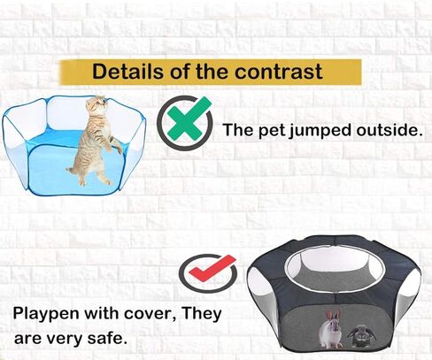 لينيفار قفص لعب للحيوانات الصغيرة، خيمة للحيوانات الاليفة سياج شفاف ومحمول مع غطاء بسحاب، سياج ساحة التمرين في الاماكن الخارجية والداخلية للجراء والقطط الصغيرة والارانب والهامستر والفئران والخنازير in Kuwait