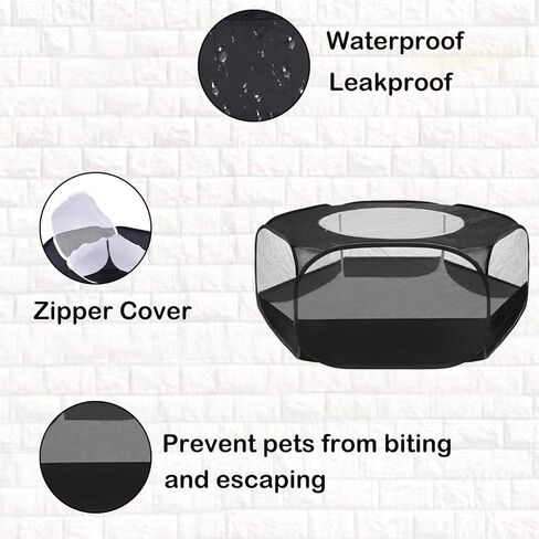 روضة حيوانات صغيرة من Linifar، سياج خيمة محمول للحيوانات الأليفة مع غطاء بسحاب للتمارين الخارجية/الداخلية، سياج مضاد للهروب للجرو والقطط والأرنب والهامستر والفئران وخنزير غينيا والقنفذ (أزرق) in Kuwait