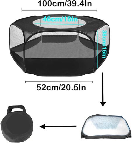روضة حيوانات صغيرة من Linifar، سياج خيمة محمول للحيوانات الأليفة مع غطاء بسحاب للتمارين الخارجية/الداخلية، سياج مضاد للهروب للجرو والقطط والأرنب والهامستر والفئران وخنزير غينيا والقنفذ (أزرق) in Kuwait