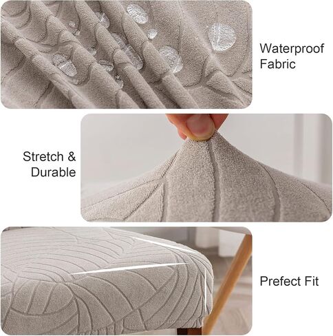 Genina Waterproof Chair Covers for Dining Room 6 Pack, Stretch Jacquard Dining Chair Cover Removable Washable Chair Protectors Cover for Kitchen, Home (Leaves-Warm Gray, 6 PCS) in Saudi Arabia