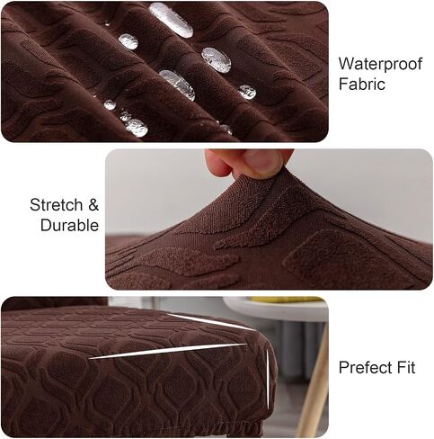 Genina Waterproof Chair Covers for Dining Room 6 Pack, Stretch Jacquard Dining Chair Cover Removable Washable Chair Protectors Cover for Kitchen, Home (Leaves-Warm Gray, 6 PCS) in Saudi Arabia
