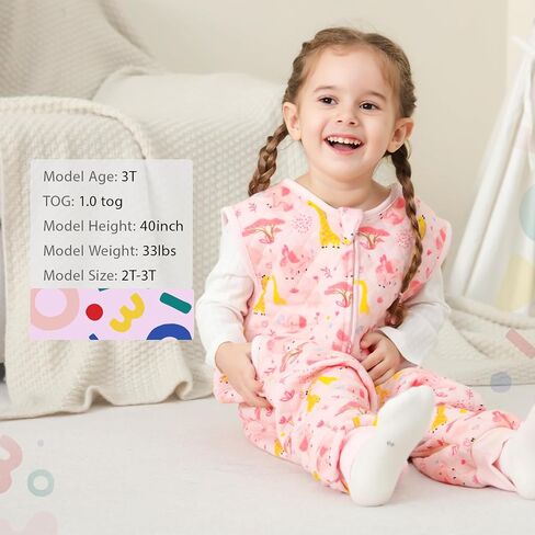 HOMEAL Toddler Sleep Sack with Legs, 1.0 TOG Wearable Blanket, Soft Cotton Baby Sleep Sack for Kids (2T–3T) in Saudi Arabia