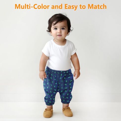 Hakochia Soft and Comfy 100% Cotton Baby Pants for Baby Boys and Girls with Ample Diaper Room 0-12 Months in Kuwait