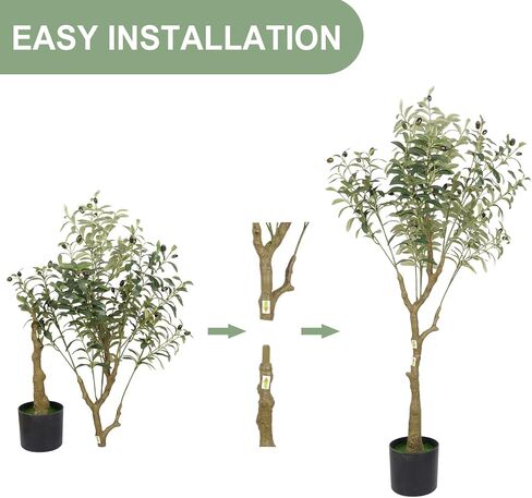 VaryFloral 5FT شجرة زيتون وهمية مع سلة منسوجة شجرة زيتون صناعية من الحرير الواقعي مع فواكه 5 أقدام شجرة خضراء اصطناعية بوعاء نبات صناعي لديكور المنزل وغرفة المعيشة وغرفة النوم وأرضية الحمام in Kuwait