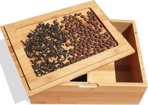 صندوق تخزين كبير من الخيزران الطبيعي المزخرف صندوق تذكاري خشبي - 10 بوصة × 8 بوصة × 4 بوصة مع غطاء مغناطيسي للتخزين المنزلي (الإصدار القياسي) in Kuwait