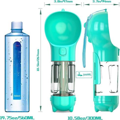 Nevgvup Dog Water Bottle, 10.58oz Portable Dog Bowl Water Bottle Pet Cat Dog Water Dispenser with Eco Bag & Shovel, Best Dog Accessories Gifts Dog Water Bottles for Walking Travel Hiking Camping Blue in Saudi Arabia