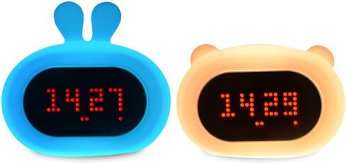 Lumipets Bear Night Light with Alarm Clock, Sleep Training and Sound Machine for Kids, Wake Up Sunrise, Heavy Sleepers Bedrooms, Children's Trainer, Aid, Radio, Ideal Gift, Dual Alarms, Simulation in Kuwait