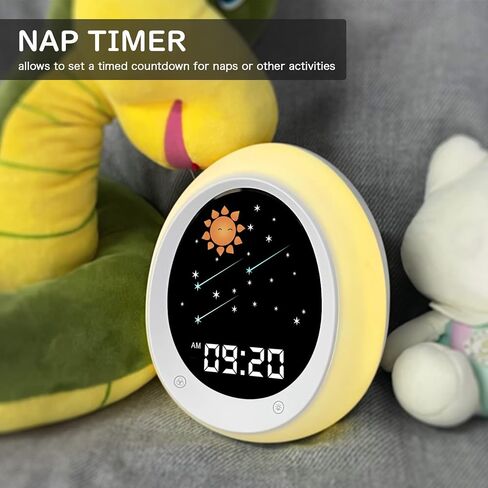 جهاز تدريب على النوم الروتيني من ميتيور، ساعة منبه اي.كود للاطفال، الة ضوضاء لغرفة الاطفال وضوء ليلي مع مؤقت للقيلولة للاطفال الصغار in Kuwait