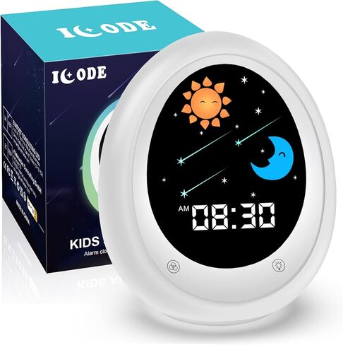 جهاز تدريب على النوم الروتيني من ميتيور، ساعة منبه اي.كود للاطفال، الة ضوضاء لغرفة الاطفال وضوء ليلي مع مؤقت للقيلولة للاطفال الصغار in Kuwait