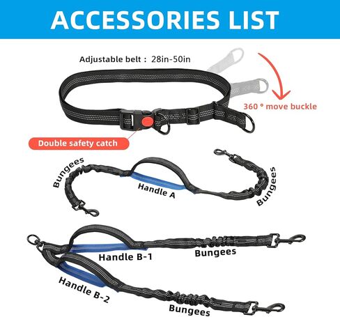 Dual Dog Leash | Hands Free Dog Leash 2 Dogs | Double Dog Leash for Walking & Training & Hiking | Shock Absorbing Reflective | 360°Swivel 2 Dog Coupler | No Pull Y Dog Leash (Tow Dog Leash) in Kuwait