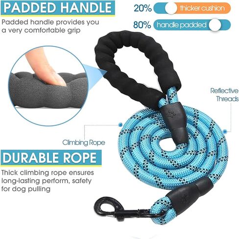 3 Dog Leash No Tangle, Heavy Duty Multiple Dog Lead Shock Absorbing Bungee with Padded Handle Removable Pet Traction Walking Rope for Medium Large Dogs (25-180 Lbs) in Kuwait