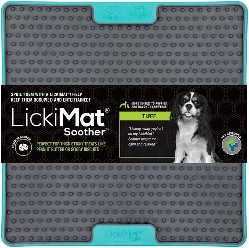 LickiMat Tuff، موعد اللعب للخدمة الشاقة، حصيرة لعق الطعام البطيء للكلاب، تقليل القلق والملل؛ مثالي للطعام أو الحلوى أو الزبادي أو زبدة الفول السوداني، بديل ممتع لوعاء التغذية البطيء للكلاب، أخضر in Kuwait